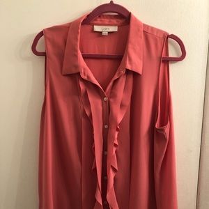 LOFT Sleeveless Ruffle Blouse